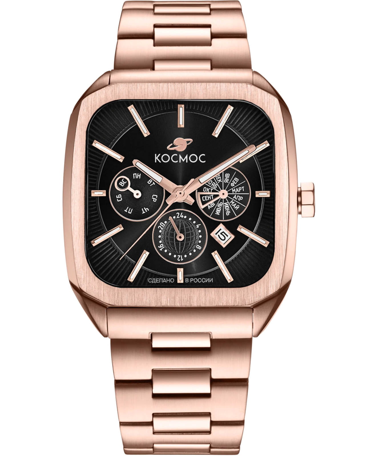 Космос Космос Марсоход II K 219.40.31  K 219.40.31 механические мужские часы черный циферблат, браслет нержавеющая сталь с pvd-покрытием — вид спереди